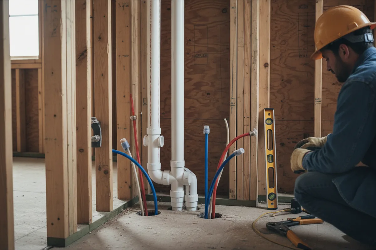 Drain and supply rough-in during Drain Cleaning in Kearny