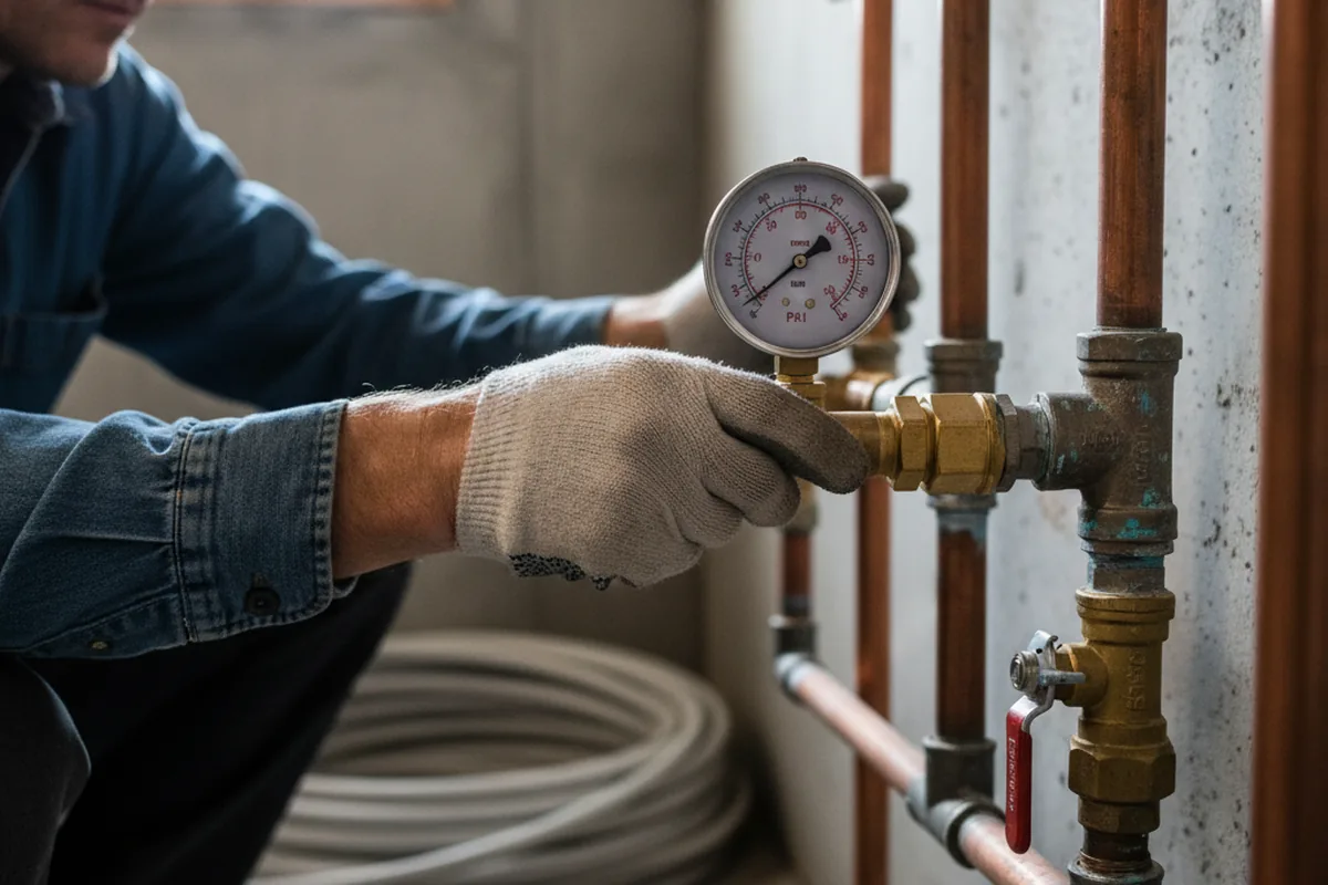 Pressure testing a repaired line during Water Line Repair in Kearny